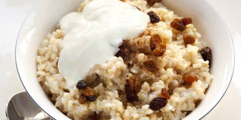 Nutty Rice Porridge a bowl of rice porridge with nuts and fruit