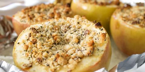 Baked Apple Stuffed Crumble baked apples stuffing with filling and topped with crumble