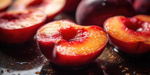 hot juicy grilled nectarines on a sheet