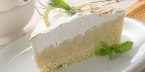 Gluten-Free Lemon Pie A slice of creamy lemon pie with gluten-free crust