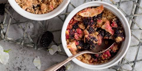 Organic Berry Crumble a freshly baked bowl of berry and oat crumble