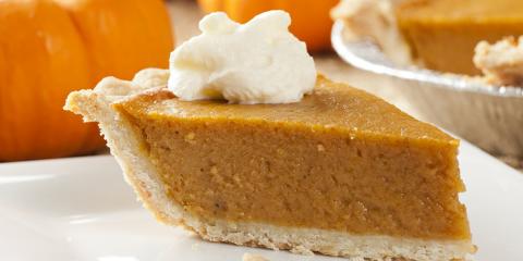 A slice of pumpkin pie with gluten-free crust