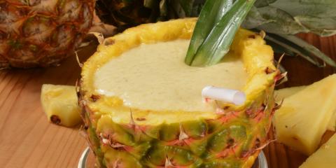 Pineapple Banana Smoothie a smoothie served in a pineapple shell