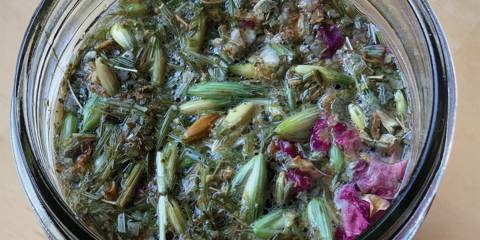 Shatavari Rose Libido Vitality Tea an herbal libido tea blend in a mason jar