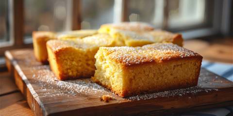 freshly baked cornbread on a cutting board