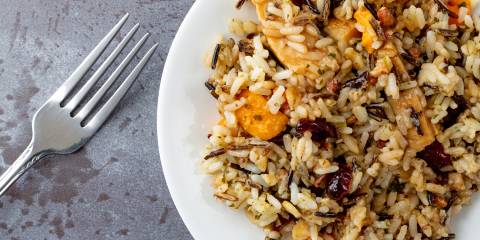 Wild Rice Stuffing a plate of wild rice stuffing with fruit
