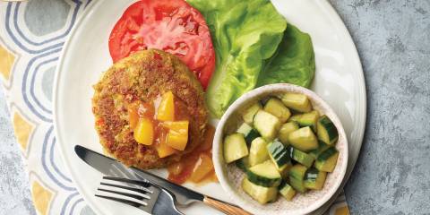 Chickpea Patties with Mango Chutney