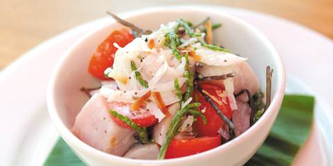 a bowl of seasoned fish