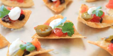 dressed and garnished tortilla chips