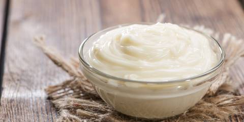 Soy Milk Mayonnaise a small dish of homemade mayonnaise