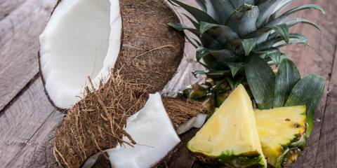 a coconut and a pineapple