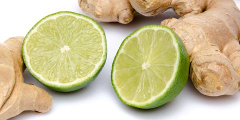 Ginger-Lime Rice Salad Ginger roots and sliced limes