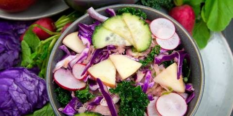 a bowl of slaw with crisp ingredients