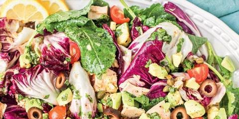 Tuna and Kale Salad a plate of kale salad with tuna and citrus-basil dressing