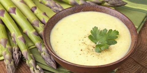 A creamy bowl of asparagus soup