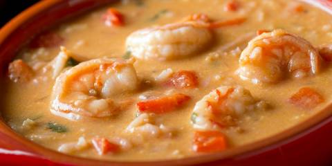 Coconut Shrimp Soup a bowl of creamy coconut soup with shrimp and spices