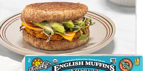 Sweet Potato Lentil Patty Sandwiches a vegetarian patty on an english muffin