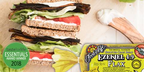 Vegan Eggplant BLT a vegan sandwich made with flax bread
