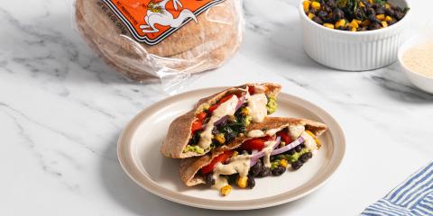 Vegan Southwest Grilled Pita Pockets pita bread stuffed with a spicy blend