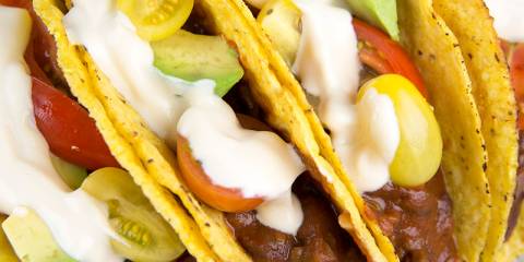 a plate of vegetarian tacos