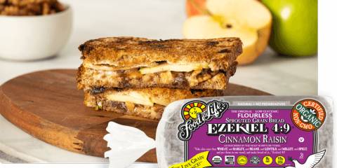 Cinnamon Raisin Apple Pie Panini sliced vegetarian paninis on cinnamon raisin bread
