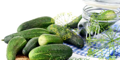 Cucumbers ready to be canned as pickles