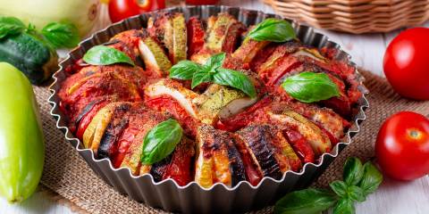 a dish of vegetarian ratatouille