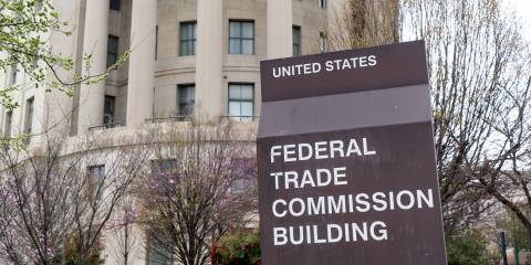 outside the Federal Trade Commission in Washington, DC