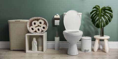 Toilet Cleaner Recipe Eco-themed bathroom.