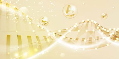 Nutrients for Beauty vitamin molecules and dna strand