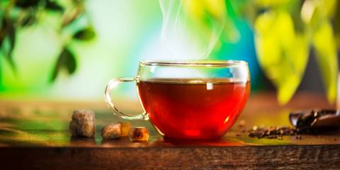 A steaming cup of herbal tea