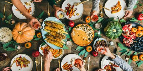 friends and family enjoying a feast for special dietary needs