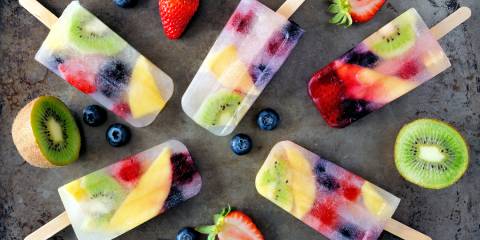 a variety of frozen pops with real fruit