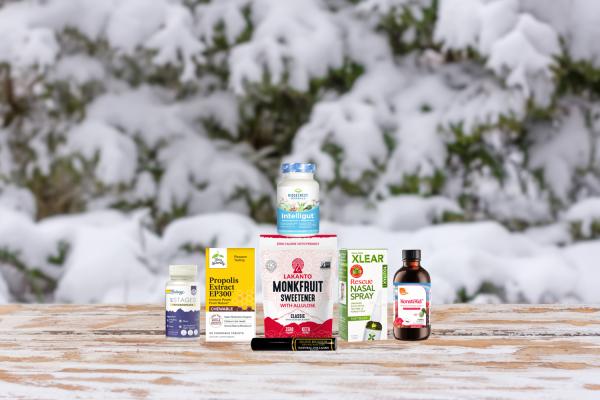 a selection of all-natural supplements and foods