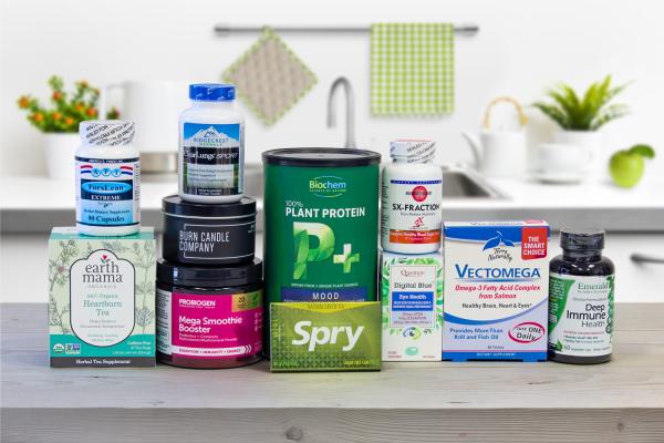 A wide variety of all natural supplements and a few food items