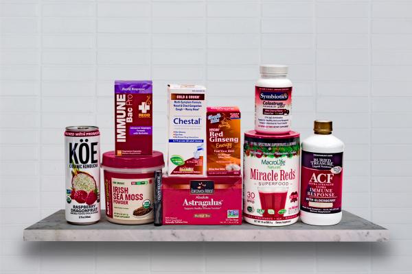 a selection of all-natural supplements and superfoods