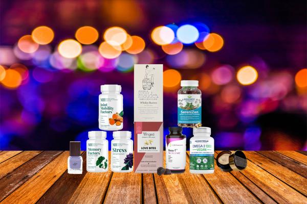 a collection of all-natural foods, supplements, and body care products