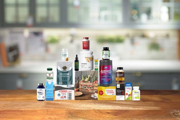 a selection of all-natural supplements for men's health and nutrition