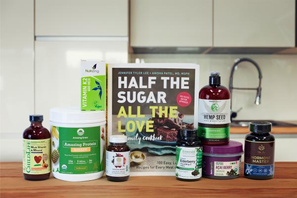 all-natural supplements, superfoods, and a book of low-sugar recipes