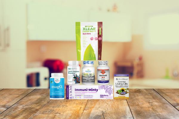 a selection of all-natural supplements and body care products