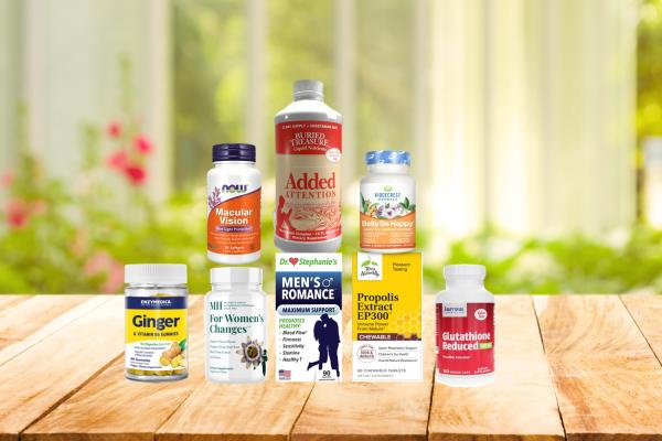 a selection of all-natural supplements