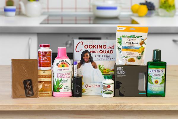 a variety of all-natural products, including a book and a notepad