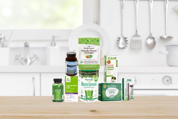 an assortment of all-natural supplements and superfoods