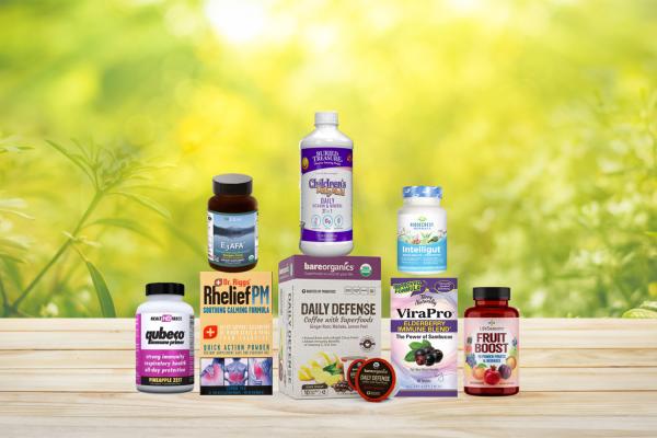 a selection of all-natural supplements and superfoods