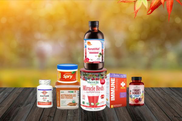 a selection of all-natural supplements and superfoods