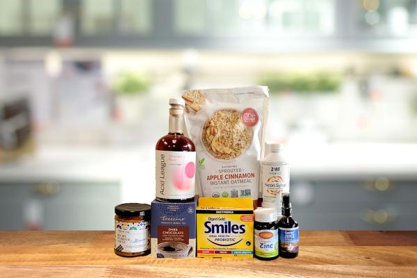 a selection of all-natural foods and supplements