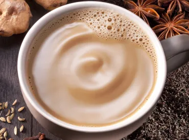 a hot and frothy mug of dairy-free chai